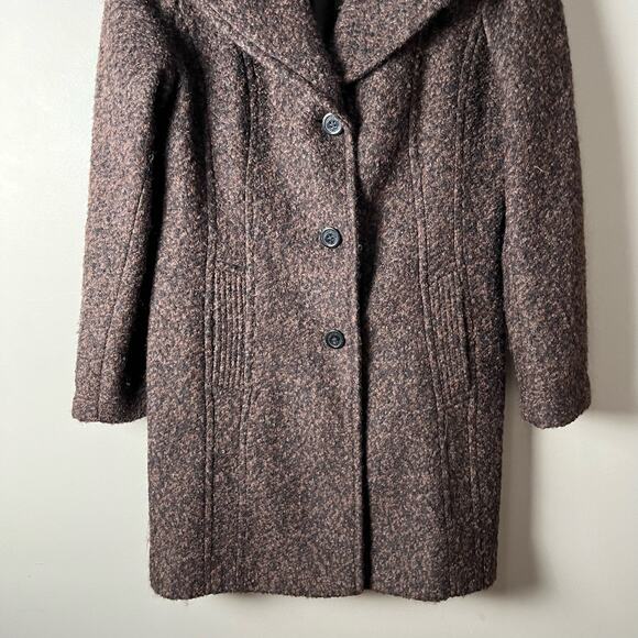 Anne Klein Sz Large Wool Blend Long Pea Coat Brown Women's - Picture 3 of 8